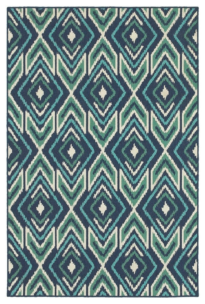 Oriental Weavers Meridian 2209B Geometric Area Rug, Navy/Green, 8'6"x13'