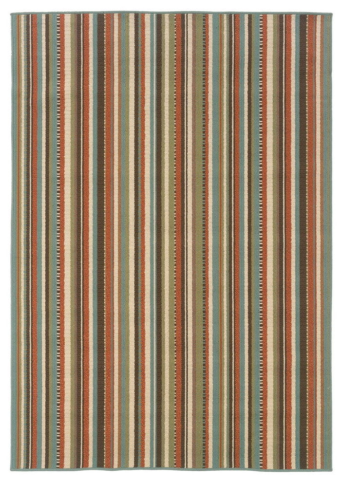Oriental Weavers Montego 6996C Stripes Area Rug, Green/Blue, 5'3"x7'6" Rectangle