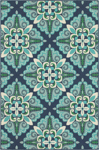 Oriental Weavers Meridian 2206B Medallion Area Rug, Blue/Green, 6'7"x9'6"