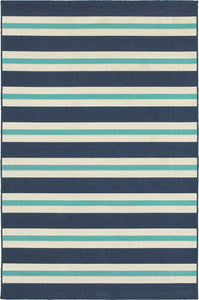 Oriental Weavers Meridian 5701B Stripe Area Rug, Blue/Ivory, 5'3"x7'6" Rectangle