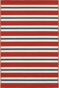Oriental Weavers Meridian 5701R Stripe Area Rug, Red/Blue, 5'3"x7'6" Rectangle