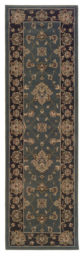 Oriental Weavers Ariana Blue/Black Floral 623H3 Area Rug, Runner 2'3"x7'9"