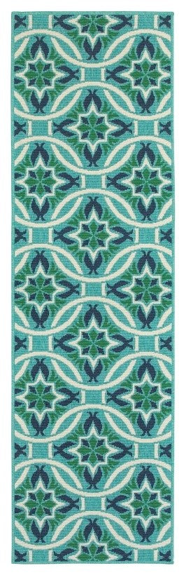 Oriental Weavers Meridian Blue/Green Floral 5868L Area Rug, Runner 2'3"x7'6"