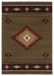Oriental Weavers Hudson 087J1 Southwest/Lodge Area Rug, Green/Red, 7'8" Round
