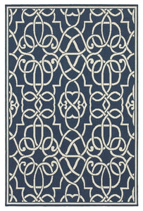 Oriental Weavers Meridian 2205B Geometric Area Rug, Navy/Ivory, 6'7"x9'6"