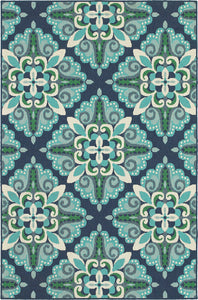 Oriental Weavers Meridian 2206B Medallion Area Rug, Blue/Green, 7'10"x10'10"