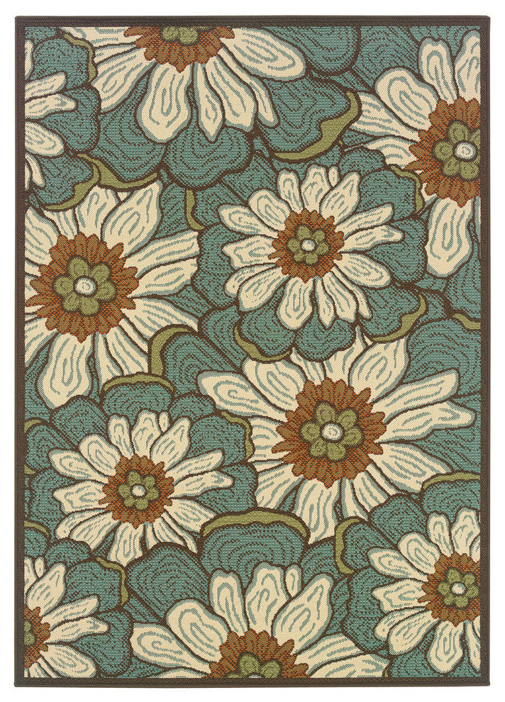 Oriental Weavers Montego 3444M Floral Area Rug, Blue/Brown, 1'9"x3'9"
