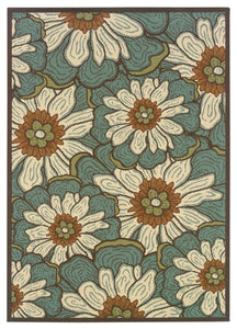 Oriental Weavers Montego 3444M Floral Area Rug, Blue/Brown, 1'9"x3'9"
