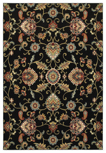 Oriental Weavers Kashan 9946K Floral Area Rug, Black/Multi, 6'7"x9'6" Rectangle
