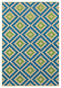 Oriental Weavers Cayman 2063Z Geometric Area Rug, Sand/Blue, 9'10"x12'10"
