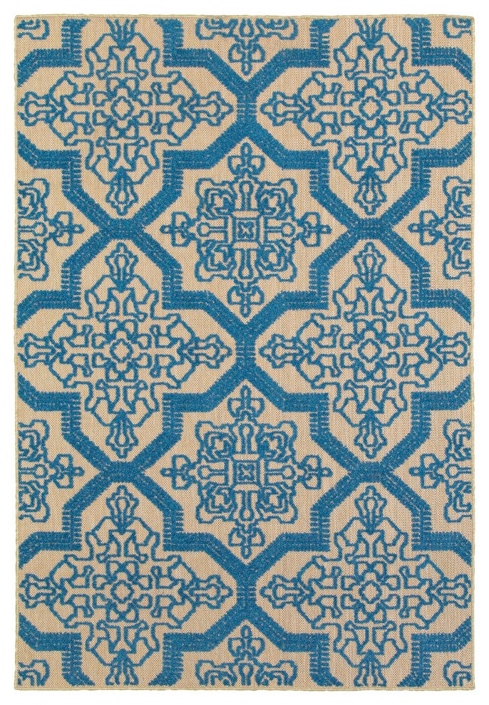 Oriental Weavers Cayman 2541M Geometric Area Rug, Sand/Blue, 3'10"x5'5"