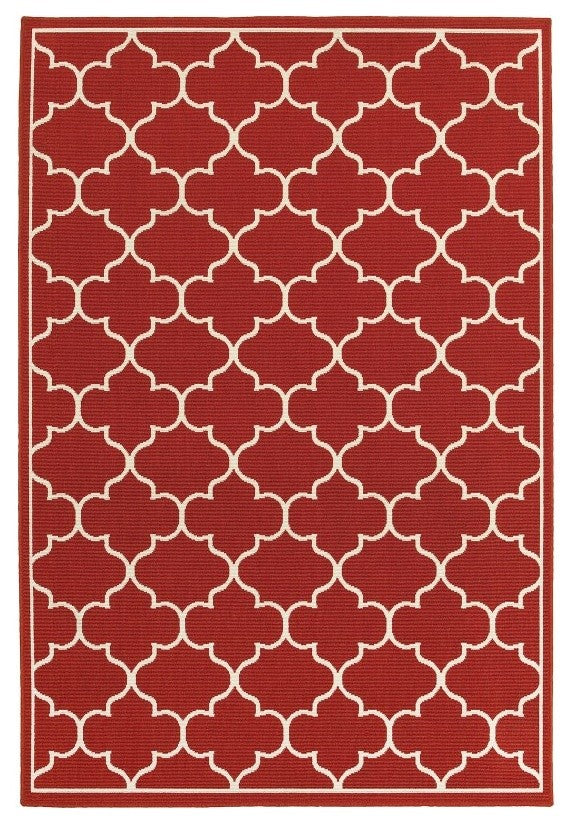 Oriental Weavers Meridian 1295R Lattice Area Rug, Red/Ivory, 8'6"x13'