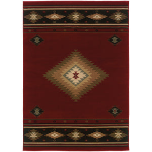 Oriental Weavers Hudson Red/Green Southwest/Lodge 087K1 Area Rug