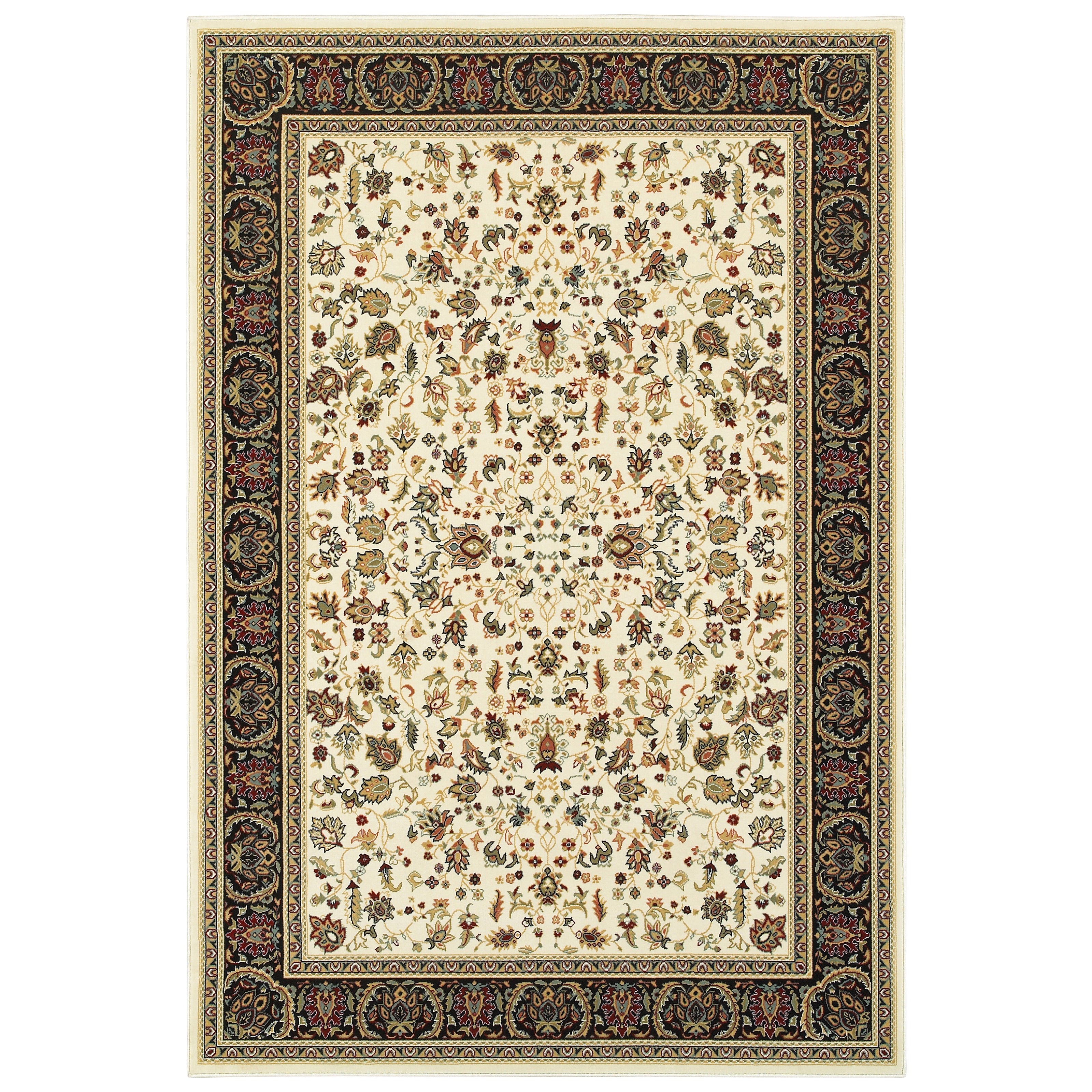 Oriental Weavers Kashan Ivory/Black Oriental 108X1 Area Rug