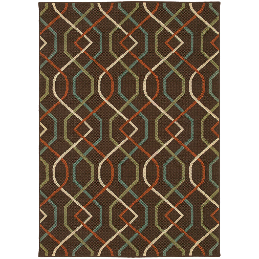 Oriental Weavers Montego Brown/Ivory Geometric 896N6 Area Rug