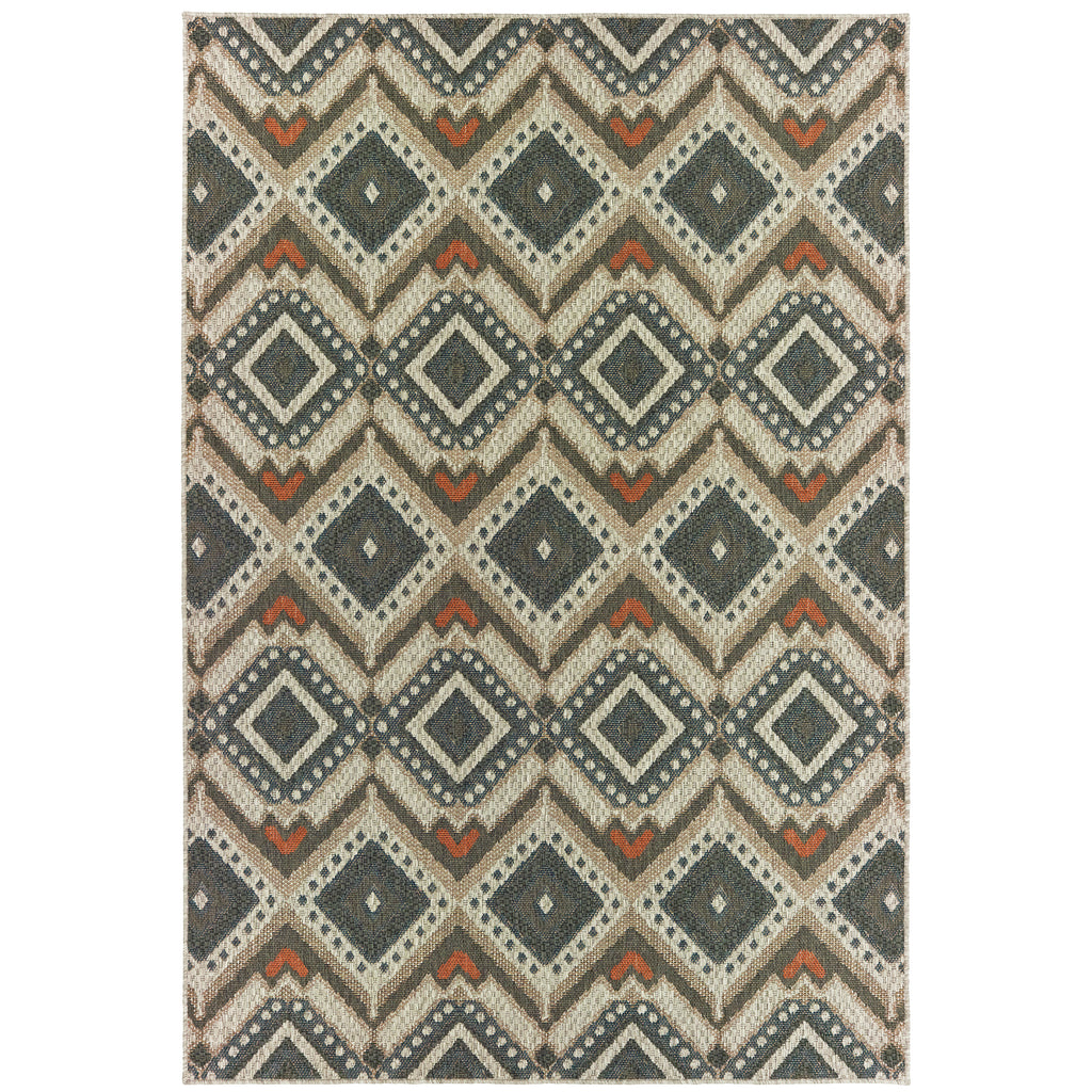 Latitude 002X3 Grey/Orange 3'3" x 5' Rug