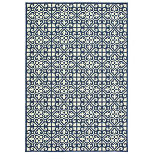 Marina 5927B Ivory/Navy 1'9" x 3'9" Rug