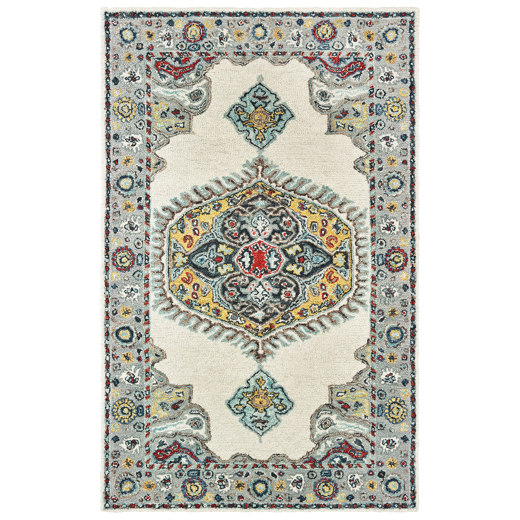 Zahra 75505 Ivory/Grey 3'6" x 5'6" Rug